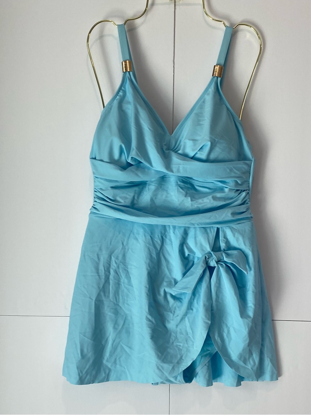 NWT Blooming Jelly Light Blue Swim Dress One Piece Swimsuit Size L